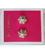 Juicy Couture Earrings E-Pave Hexagon Stud Posts Clear Gold Tone New - $58.20 CAD