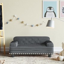 vidaXL Kids Sofa Dark Grey Velvet, Solid Pine Wood, Foam Mini Ergonomic - $125.65