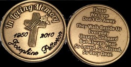In Loving Memory Engraved Cross Rose Memorial Bronze Medallion Personalized Gift - $22.99