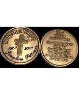 In Loving Memory Engraved Cross Rose Memorial Bronze Medallion Personali... - $433.31 MXN