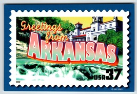 Greetings From Arkansas Large Letter Chrome Postcard Unused USPS 2001 Riverview - $9.00