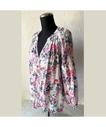Gap Peasant Blouse Floral White Pink Red Blue V-Neck Pullover Top - Wome... - $33.26 CAD