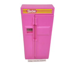 Vintage 1990 Mattel Barbie Doll Pink Fridge Refrigerator From Kitchen Set #7472 - £20.89 GBP