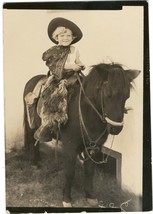 1920s-30s Photograph of Young Boy with Hat, Chaps Sitting on a Pony - £7.58 GBP