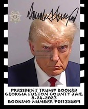 President Donald Trump Mugshot Fulton County Jail Autographed Booking 8X10 Photo - £6.67 GBP