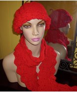 Handmade Red hat and scarf - £11.96 GBP