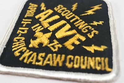 ALIVE 1975 April 11-12th Gold Chickasaw Council Boy Scouts of America BSA Patch Item image 2