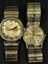 1980s Timex Marlin Wrist Watch Gold Tone Hand-Wound Mechanical Analo Dat... - $43.54