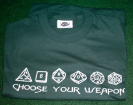 Classic Polyhedral RPG  &quot;Choose Your Weapon&quot; T-shirt - £19.66 GBP