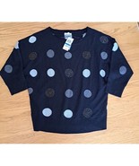 Womens charter club petite xl black embellished polka dot sweater new macys - $23.22