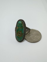Antique Sterling Silver 925 Native American Turquoise Ring Size 8 - £55.81 GBP