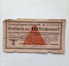 10 German Reichsmark prisoner of war POW currency 1939 1944 lagergeld P2 - £158.45 GBP