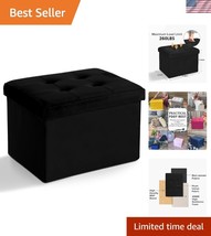 Elegant Velvet Storage Foot Stool - Modern Folding Ottoman 17x13 for Liv... - $717.73 MXN
