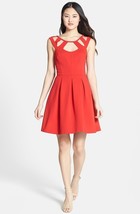 Betsey Johnson Cutout Fit &amp; Flare Dress Sz 12 Red - £59.34 GBP