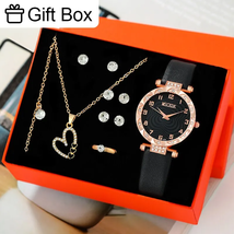 Dainty Quartz Watch With Jewelry Set Fashion Round Women Watch Heart Shape - $9.16