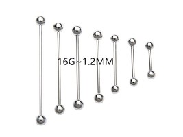 Lot 50pcs 16g Surgical Steel Tongue/Nipple/Ear Industrial Ear Scaffold Straight  - £34.66 GBP