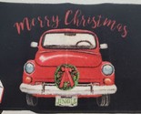 Printed Kitchen Rug (nonskid)(17&quot;x27&quot;) RED TRUCK, MERRY CHRISTMAS ON BLA... - £14.28 GBP