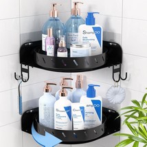 360°Rotating Corner Shower Caddy Shelf With 6 Hooks,2Pack Bathroom Lazy ... - $41.98