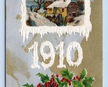 Nuovo Anno Auguri Cabina Ghiacciolo Agrifoglio Goffrato 1910 DB Cartolin... - £5.69 GBP