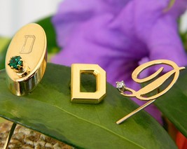 Vintage Lot 3 Initial Letter D Stick Pin Tie Tack Hat 14k Gold Diamond - $44.95