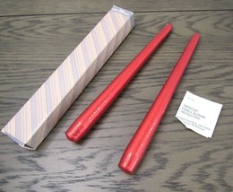 Avon Red Festive Glitter Candlesticks Two 10&quot; Taper w/Box Christmas Vintage NIB - £6.43 GBP