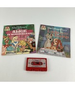 Disney Storyteller Lady Tramp Alice Wonderland Cassette Tape Book Vintag... - $29.65