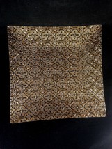 Briard IBERIA  BROCADE 10&quot; Square Serving Platter Encrusted 22k Gold on ... - $29.00
