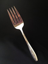 PRIMROSE Cold Meat Fork 8 7/8&quot; Wm Rogers Inset Florals Silverplate - $9.75