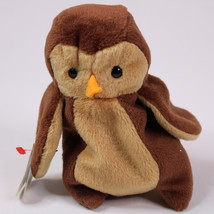 RARE TY Beanie Baby HOOT The Owl Brown And Tan 1995 With Tags Retired Vintage - £8.19 GBP