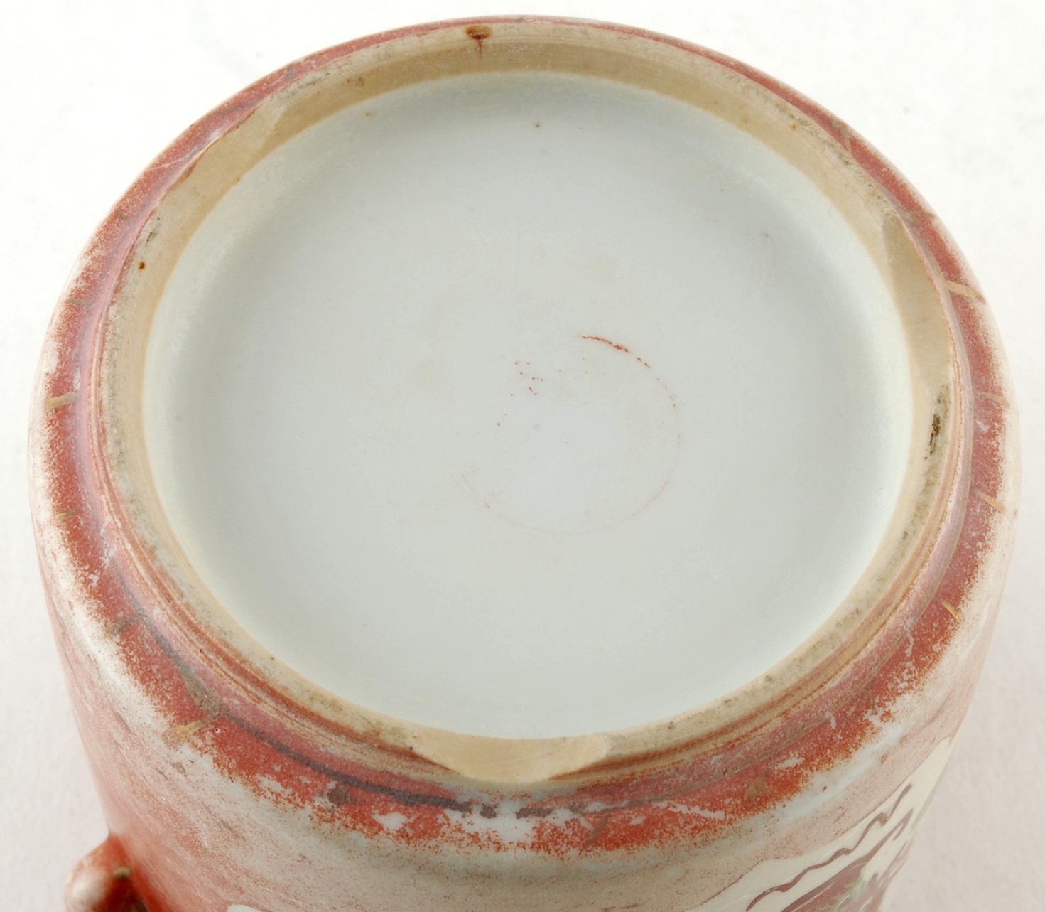 Old Chinese Tea Cup w Lid Hand Painted Dragon Phoenix Orange Color Item image 7
