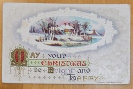 MERRY CHRISTMAS BRIGHT &amp; HAPPY - LAKEFRONT SCENE - c. 1907-1915 WINSCH P... - £2.33 GBP