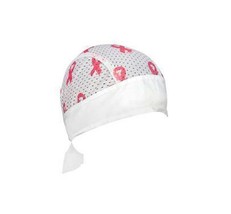 Zan Vented Flydanna Headwrap White Breast Cancer Pink Ribbon/White OSFM ... - £8.75 GBP