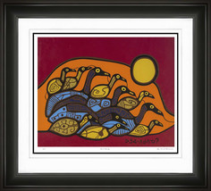 Norval Morrisseau &quot;Bird Family&quot; Framed Art Print - Limited Edition - £165.19 GBP