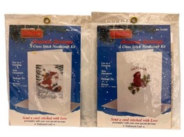 Titan Needlecraft Christmas Greetings Santa Claus Cardinal Cross Stitch Kit Card - £7.78 GBP