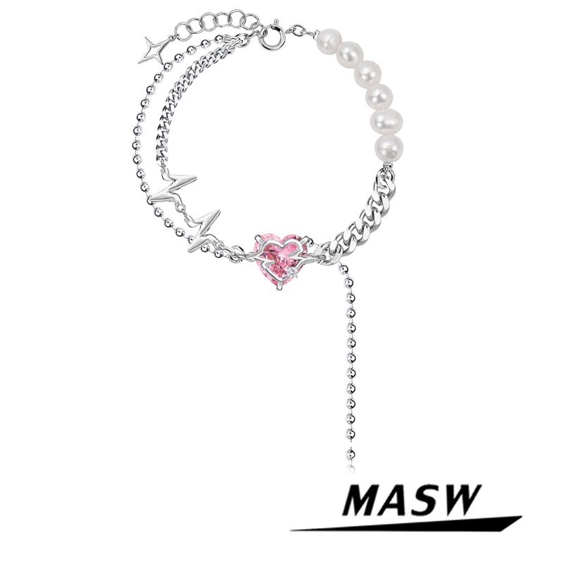 Primary image for Modern Jewelry Pink AAA Zircon Heart Charm Bracelet New Trend High Quality Brass