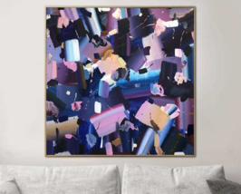 Original Blue Wall Art Extra Large Modern Purple Paintings | PERFECT EMO... - £1,469.65 GBP