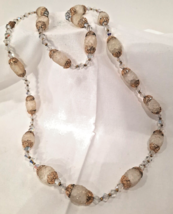 Antique AB Aurora Borealis Faceted Crystal Lg Cracked Glass Beaded Necklace OOAK - £242.03 GBP