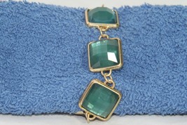 Plunder Bracelet (New) Lily - Turquoise Blue Square Gems 7.5-8.5&quot; Adj (PPB1568) - £17.60 GBP