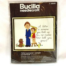 Bucilla Needlecraft Kit Father is Someone Sampler Child&#39;s Room 15 x 18 48685 - £9.82 GBP