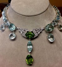 Huge Chistick 123 ct aquamarine, peridot, diamond Platinum Choker necklace 14in - £35,304.38 GBP