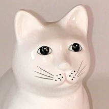 Mount Clemens Pottery White Porcelain Classy Cat w/ Pink Flowers Figurin... - $18.49