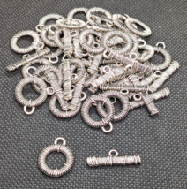Large Lot Metal Silver Color Wire Wrapped Toggle Clasps Jewelry Findings - £9.95 GBP