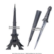 10&quot; Eiffel Tower Letter Opener Gift Knife Short Sword Souvenir - £10.21 GBP