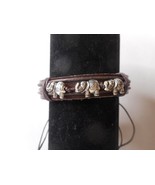 Leather Wrist Tie-On Fashion 3 Elephants Bracelet Charm Brown Metal Silv... - £7.06 GBP