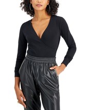 MSRP $29 Self Esteem Juniors&#39; Surplice-Neck Bodysuit Black Size Medium - $298.30 MXN