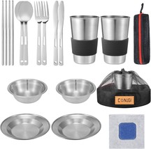 Outdoor Camping Mess Kit - 1 To 2 Persons Camping Dishes Includes Cups, ... - £27.59 GBP