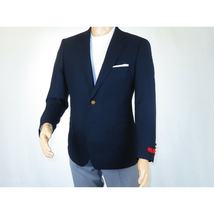 Men's RENOIR Classic Blazer 100% Wool Side vents Metal Buttons Notch 509-2 Navy image 6