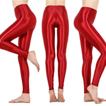 Plus Size Women Glossy Leggings Shiny Stretchy Pants Ballet Dance Yoga Training - £11.50 GBP