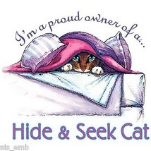 Hide Seek Funny Cat Heat Press Transfer For T Shirt Sweatshirt Tote Fabric #281b - £5.19 GBP
