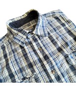 Carhartt 100390 Shirt Mens Medium Short Sleeve Blue Plaid Relaxed Fit Wo... - €9,33 EUR